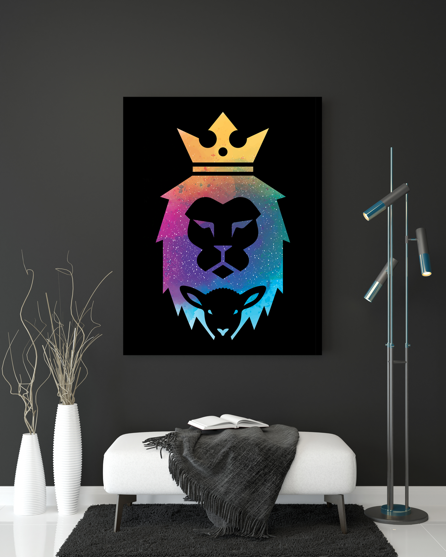 High-Quality "The Lion of Judah" Black Canvas Print - USTAD HOME