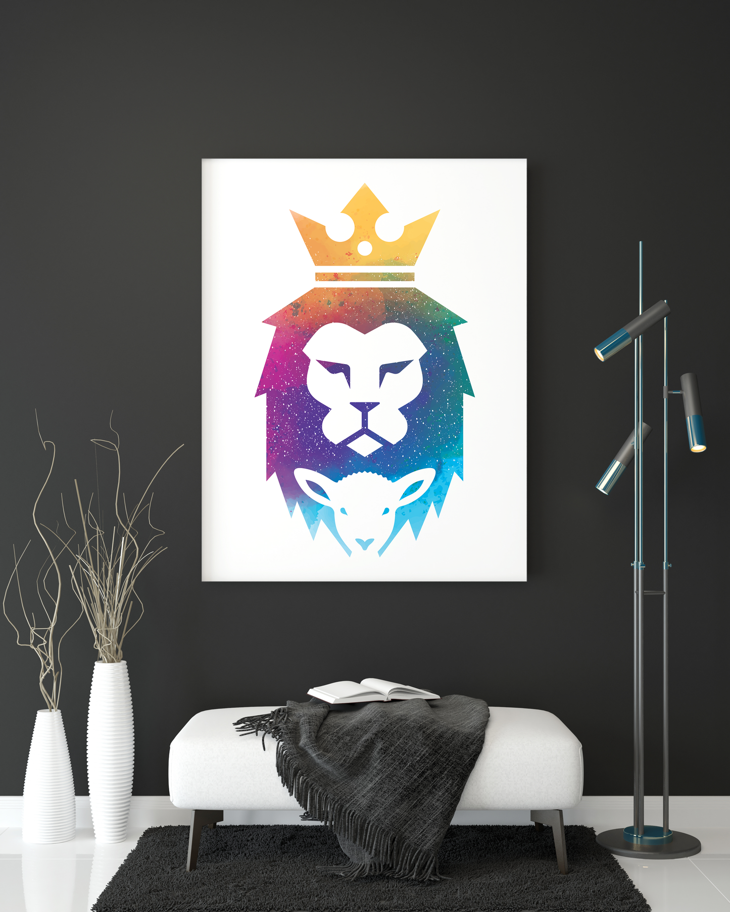 High-Quality "The Lion of Judah" White Canvas Print - USTAD HOME