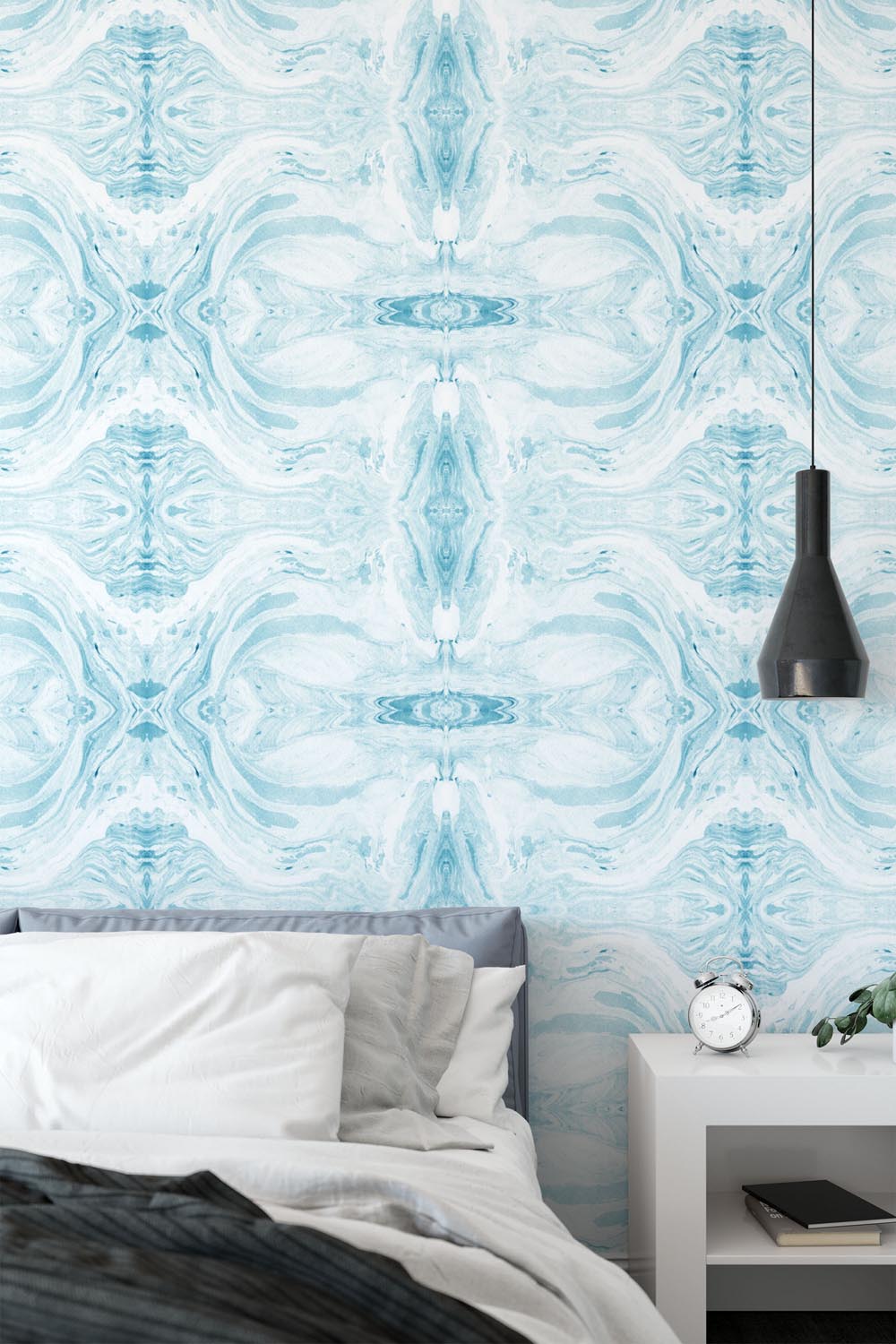 Marbled Paper Blue Made-to-Measure Wallpaper - USTAD HOME