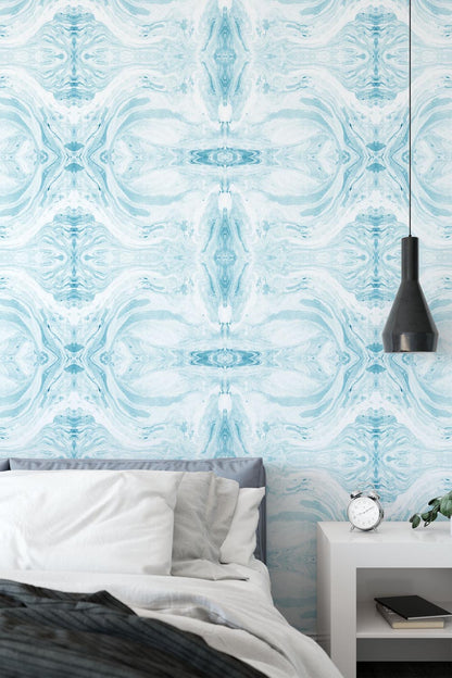 Marbled Paper Blue Made-to-Measure Wallpaper - USTAD HOME
