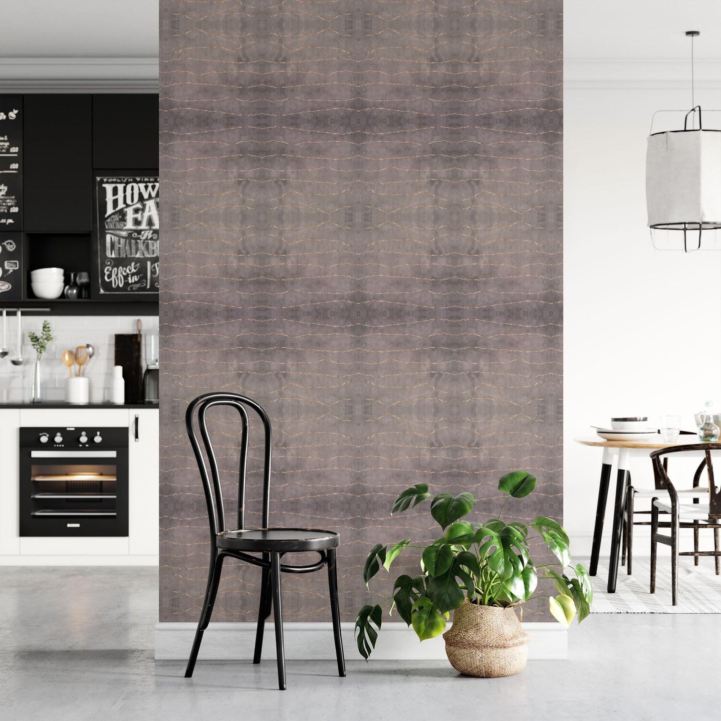 Waves Mauve Made-to-Measure Wallpaper Waterproof for Rooms Bathroom Kitchen - USTAD HOME