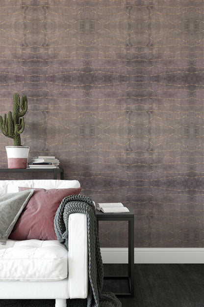 Waves Mauve Made-to-Measure Wallpaper Waterproof for Rooms Bathroom Kitchen - USTAD HOME