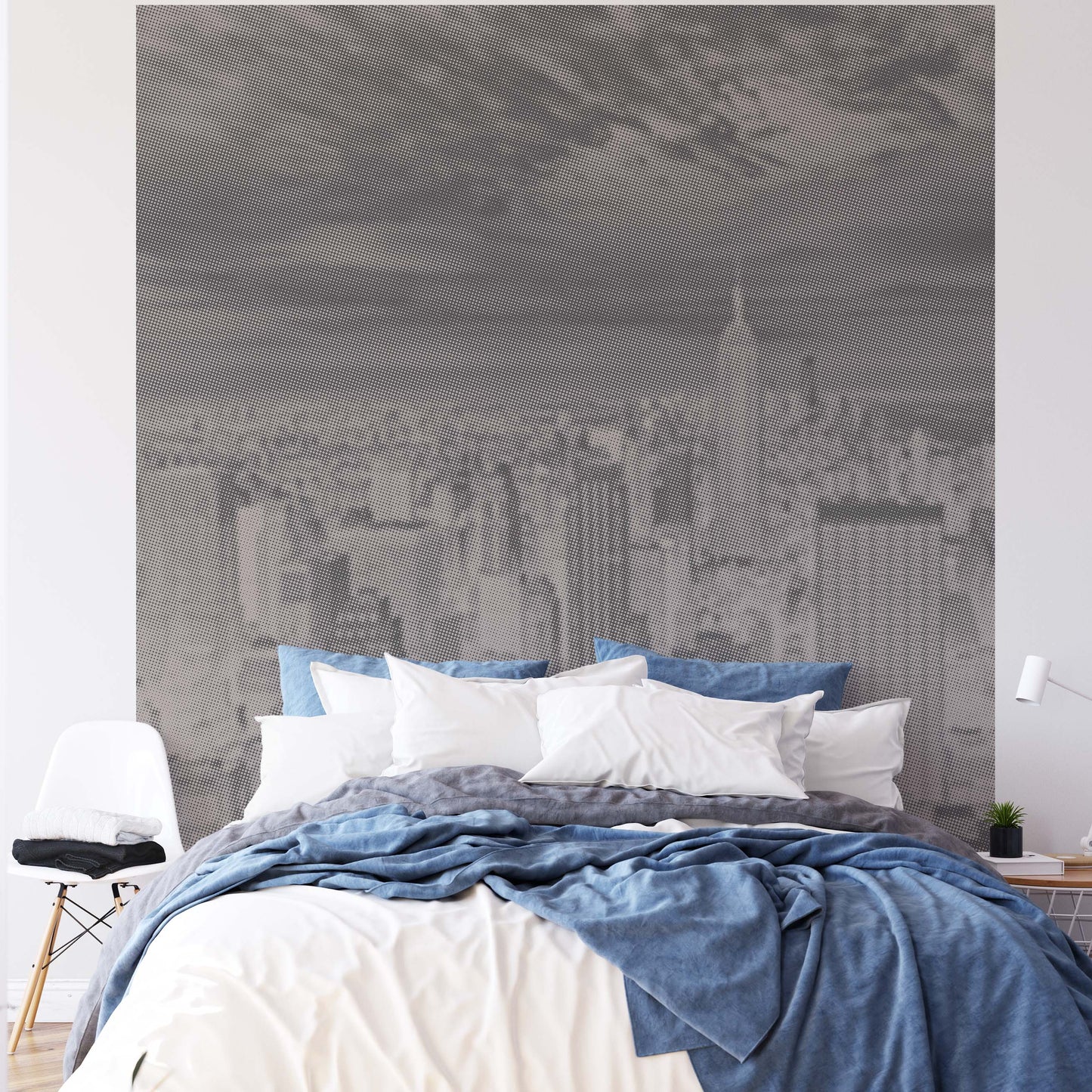 New York Halftone in Negative Waterproof for Rooms Bathroom Kitchen - USTAD HOME