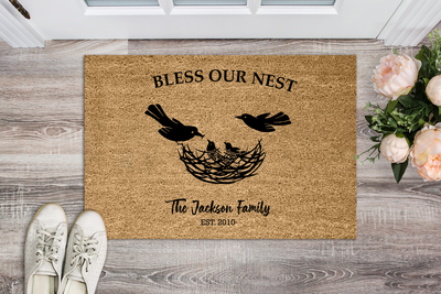 Premium "BLESS OUR NEST" Personalized Doormat - USTAD HOME