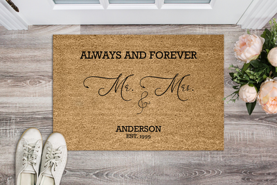 Elegant "Always & Forever" Personalized Doormat - USTAD HOME