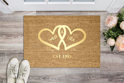 Husband & Wife With Name and Wedding Year Personalized Doormat - USTAD HOME