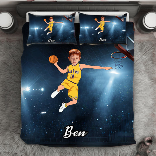 Boy Personalised Basketball Player 3-Piece Bedding Set - USTAD HOME