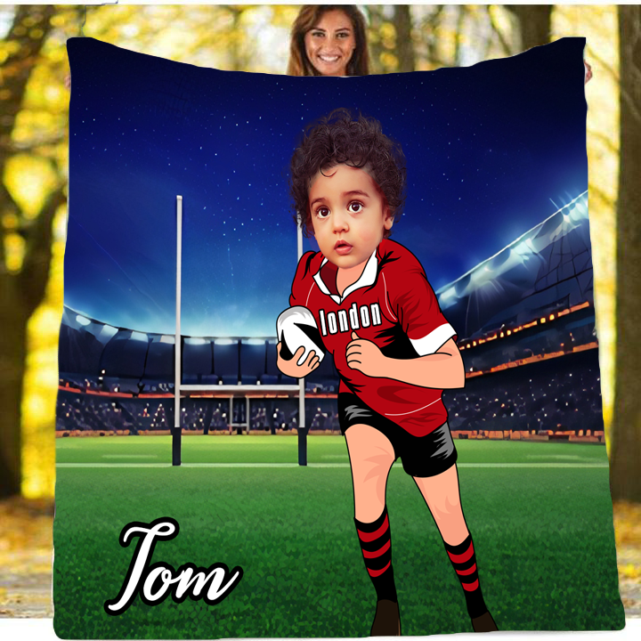 Personalised Rugby Sports Boy Blanket - USTAD HOME