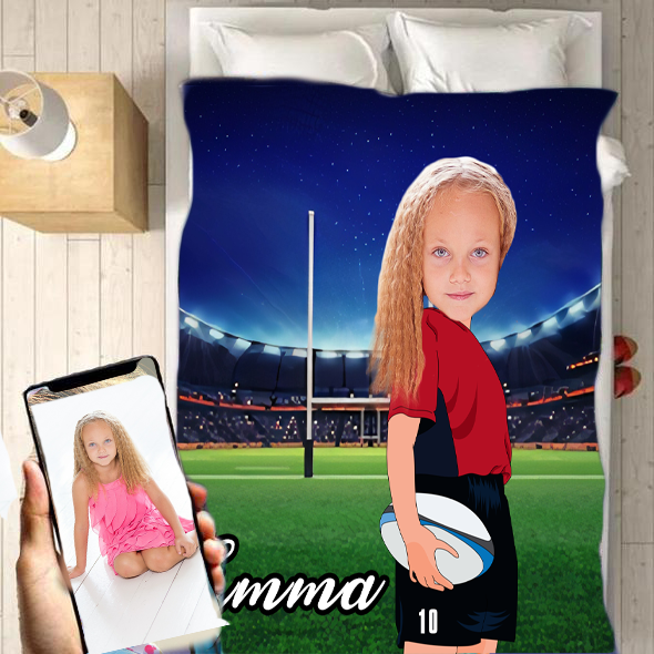 Personalised Rugby Sports Girl Blanket - USTAD HOME