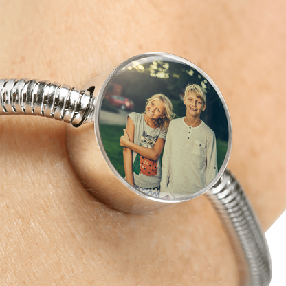 Custom Round Photo Pendant with Luxury Steel Bracelet - USTAD HOME