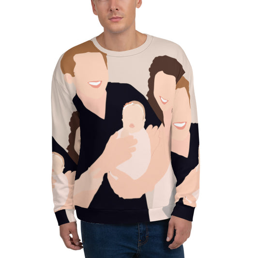 Personalised Faceless Illustration Photo Design All Over Print Unisex Sweatshirt - USTAD HOME