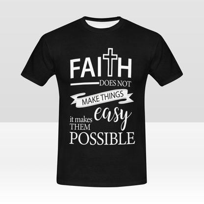 Casual Premium Quality "FAITH" Motivational Print Unisex Black T-Shirt - USTAD HOME