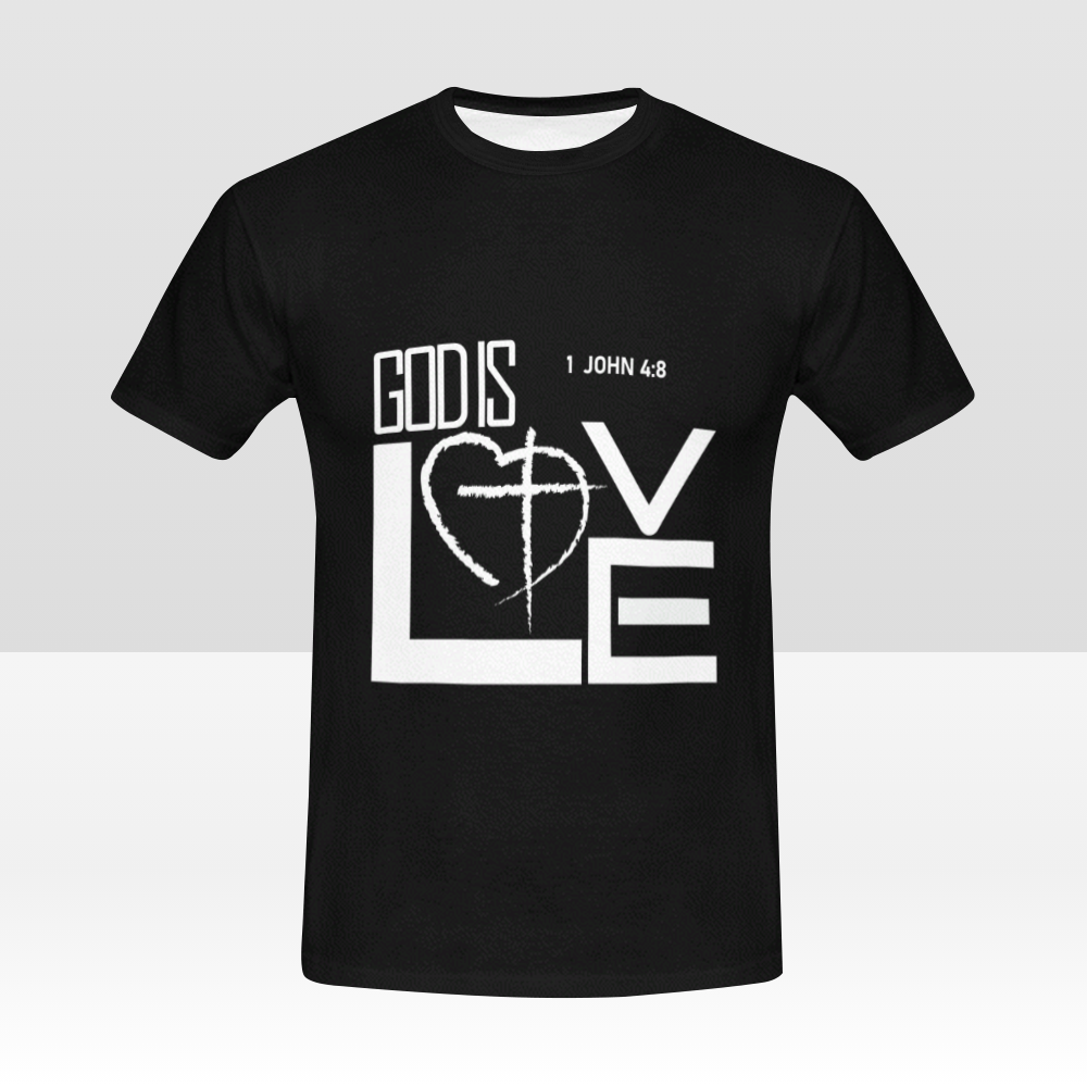 Premium Quality Motivational "GOD is LOVE" Print Unisex Black T-Shirt - USTAD HOME