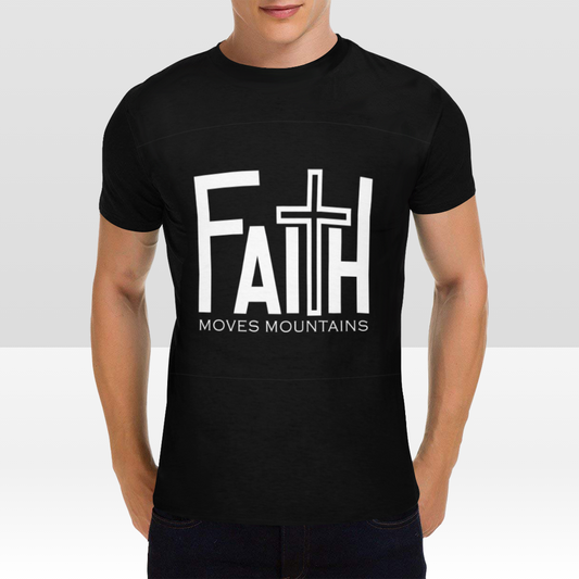 Flexible "Faith Moves Mountains" Motivational Print Unisex Black T-Shirt - USTAD HOME