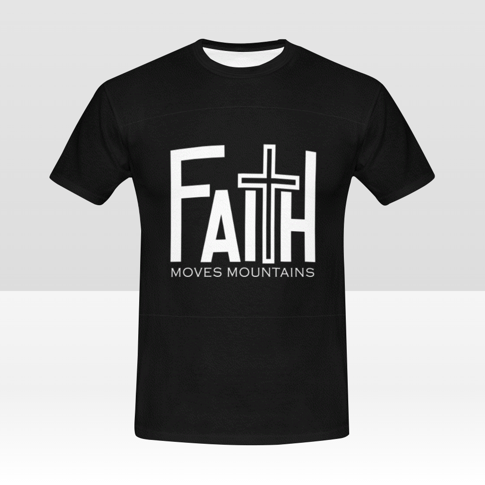 Flexible "Faith Moves Mountains" Motivational Print Unisex Black T-Shirt - USTAD HOME