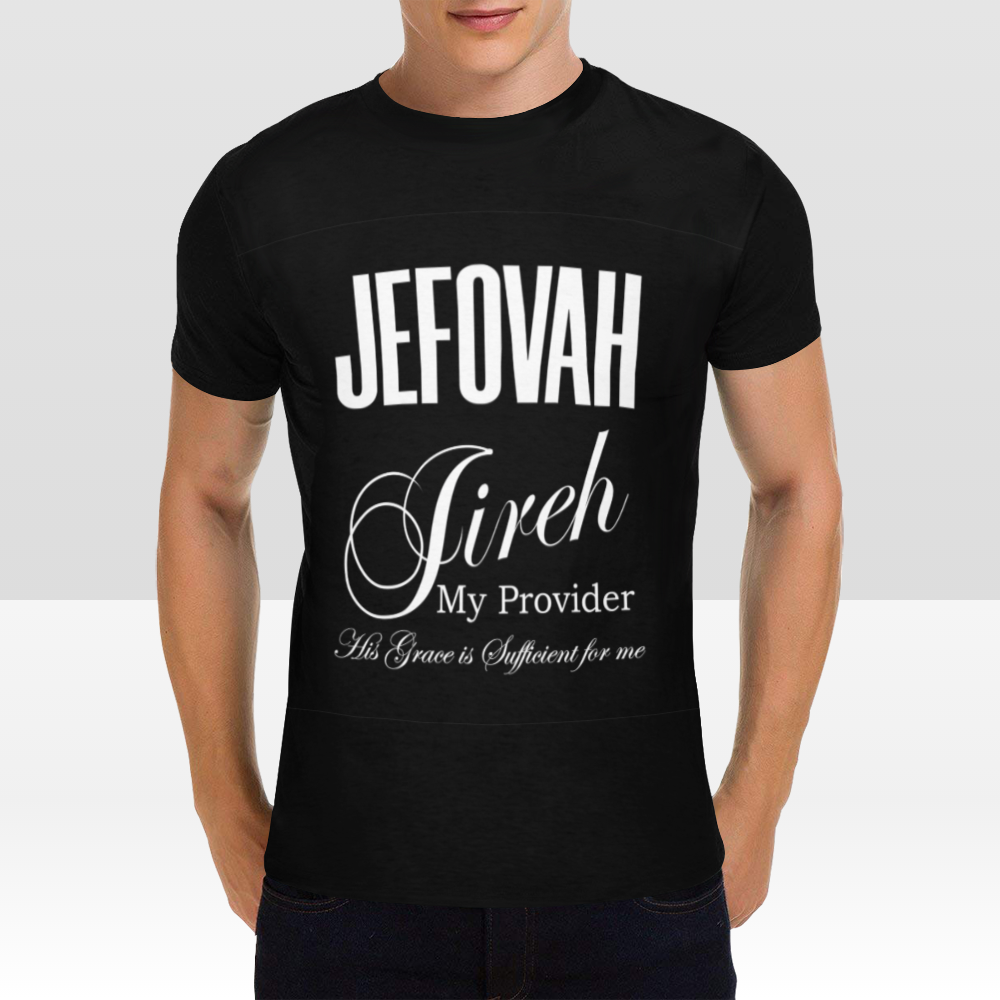 Premium Quality with Four-way stretch fabric "JEFOVAH FIREH" Print Unisex Black T-Shirt - USTAD HOME