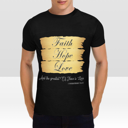 Motivational and Inspirational "FAITH HOPE LOVE" Print Unisex Black T-Shirt - USTAD HOME