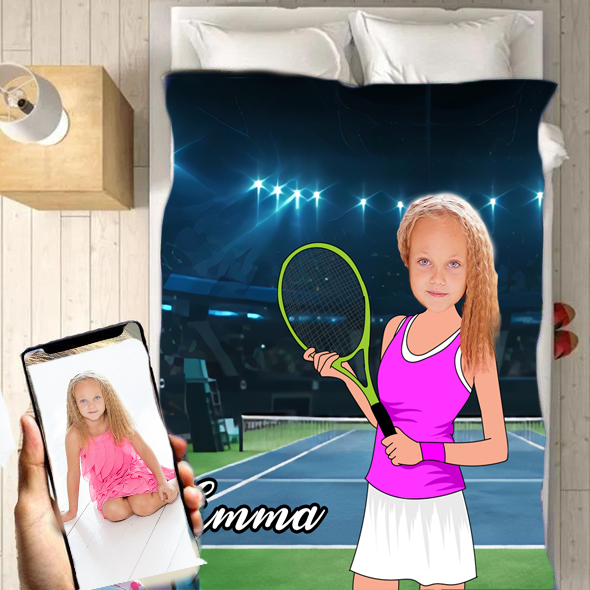Personalised Tennis Sports Girl Blanket - USTAD HOME