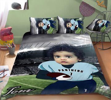 Boy Personalised American Football Player 3-Piece Bedding Set - USTAD HOME
