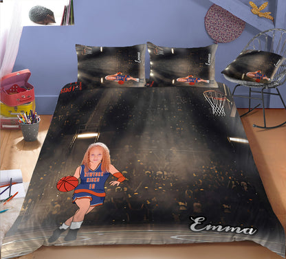 Girl Personalised Basketball Player 3-Piece Bedding Set - USTAD HOME