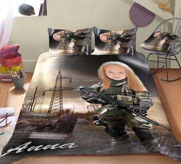 Personalised Soldier Girl 3-Piece Bedding Set - USTAD HOME