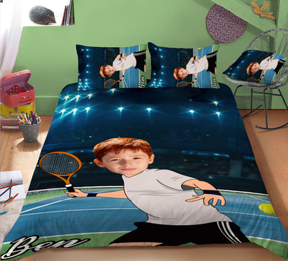 Boy Personalised Tennis Player 3-Piece Bedding Set - USTAD HOME