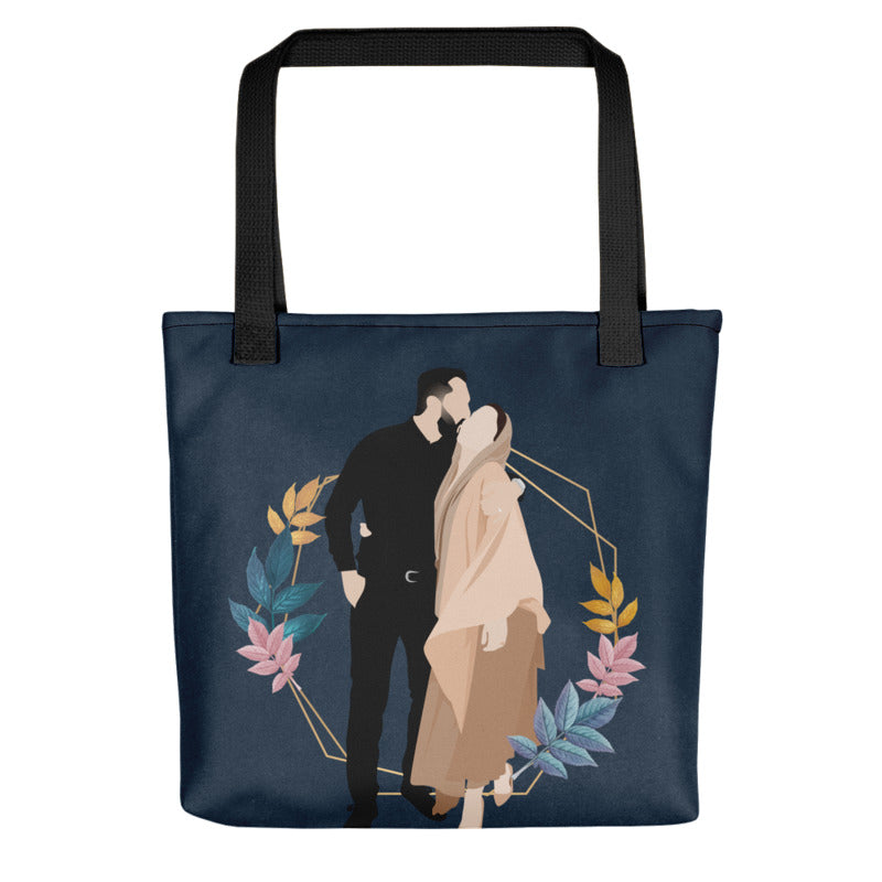 Personalized Faceless Illustration Photo Design Tote Bag w/ Pocket - USTAD HOME