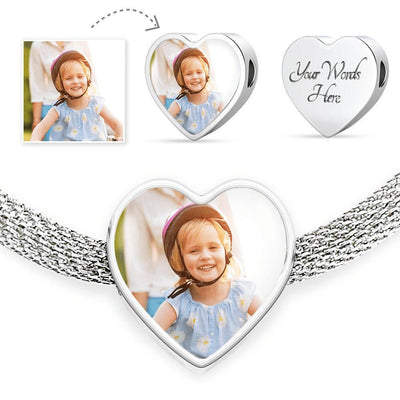 Custom Heart Photo Pendant with Luxury Steel Bracelet - USTAD HOME