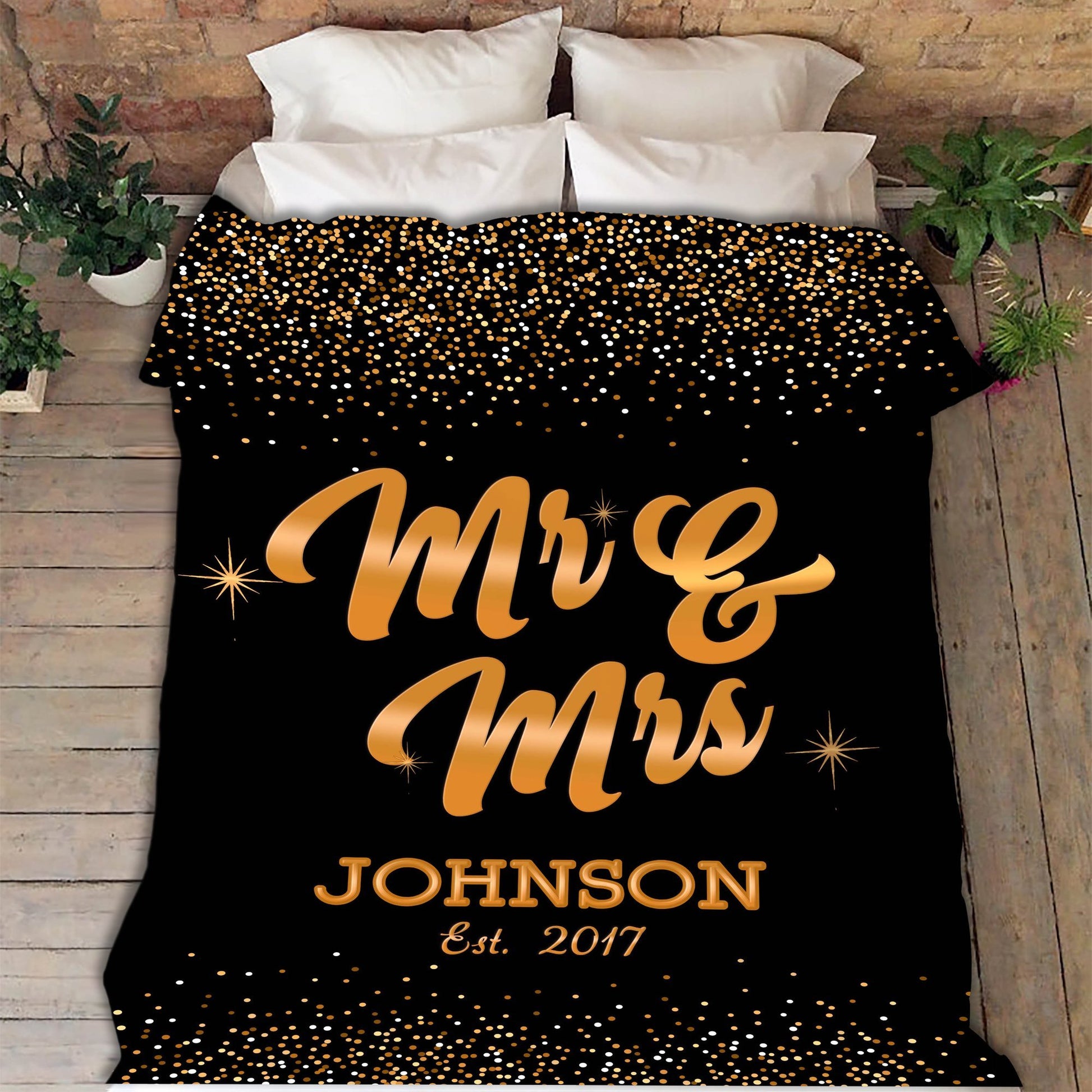 Classy Couple Blanket With Name & Wedding Year - USTAD HOME