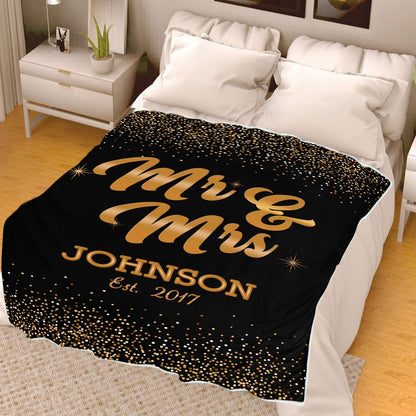 Classy Couple Blanket With Name & Wedding Year - USTAD HOME