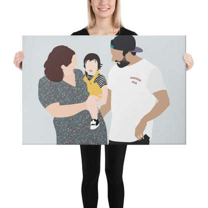 Personalized Faceless Illustration Multi Photo Design Baby Couple Family Canvas Print - USTAD HOME