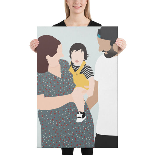 Personalized Faceless Illustration Multi Photo Design Baby Couple Family Canvas Print - USTAD HOME