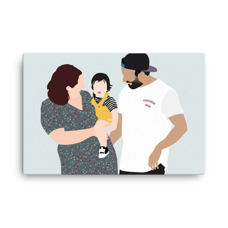 Personalized Faceless Illustration Multi Photo Design Baby Couple Family Canvas Print - USTAD HOME