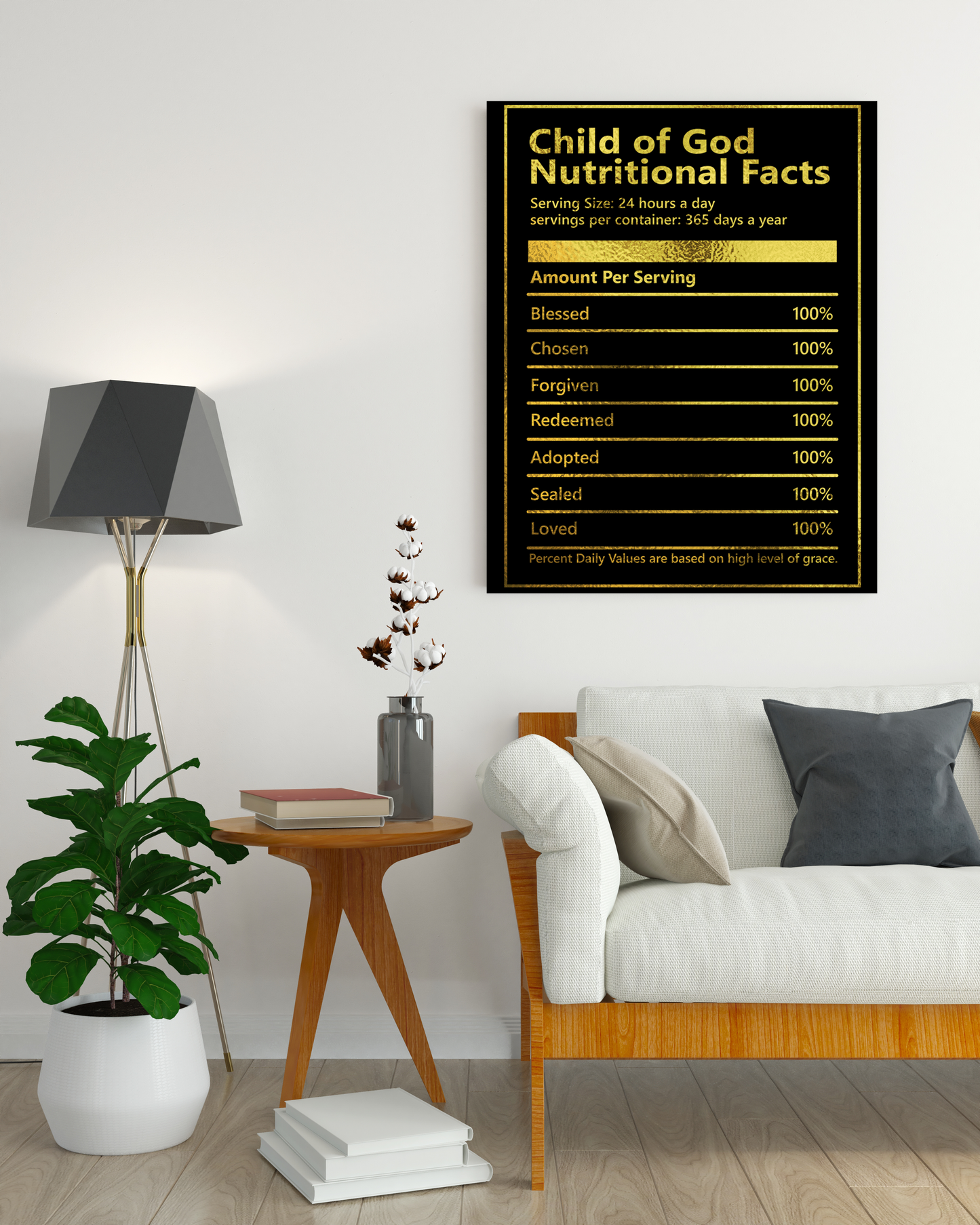 Inspiring "Child of God Nutritional Facts" Canvas Print - USTAD HOME