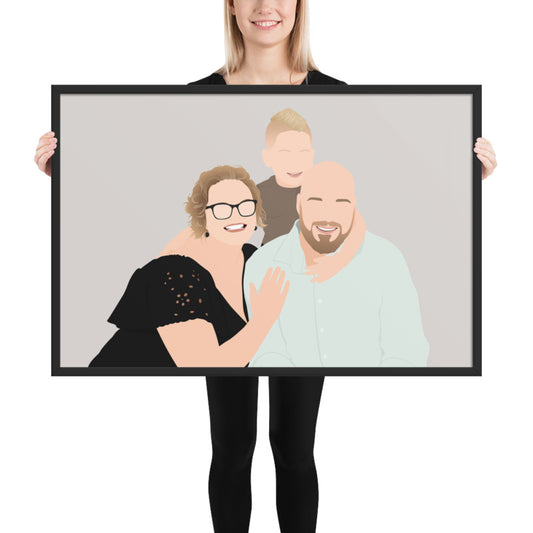 Personalized Faceless Illustration Multi Photo Design Baby Couple Family Framed Print - USTAD HOME