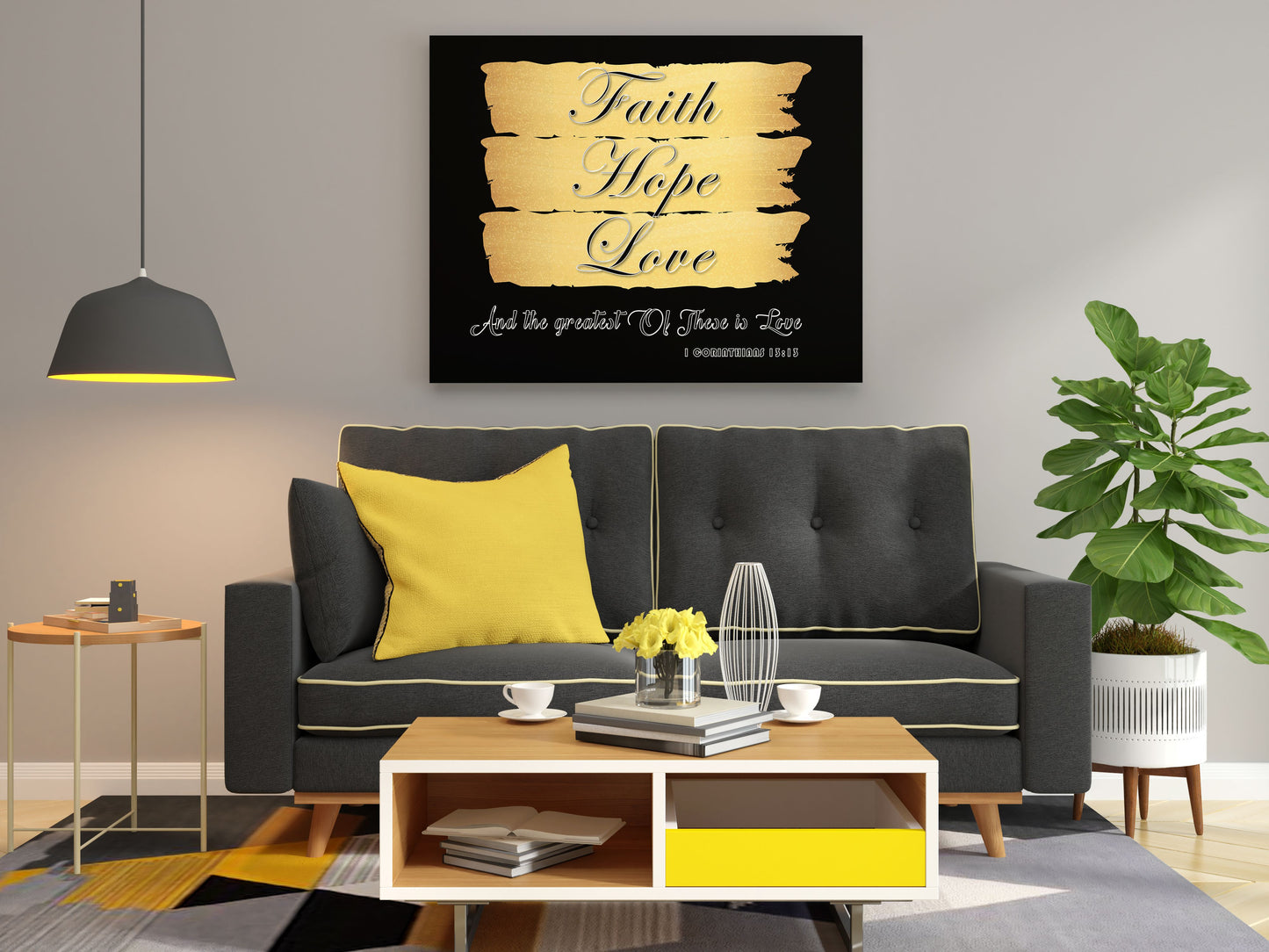 Inspirational "FAITH HOPE LOVE" Canvas Print - USTAD HOME