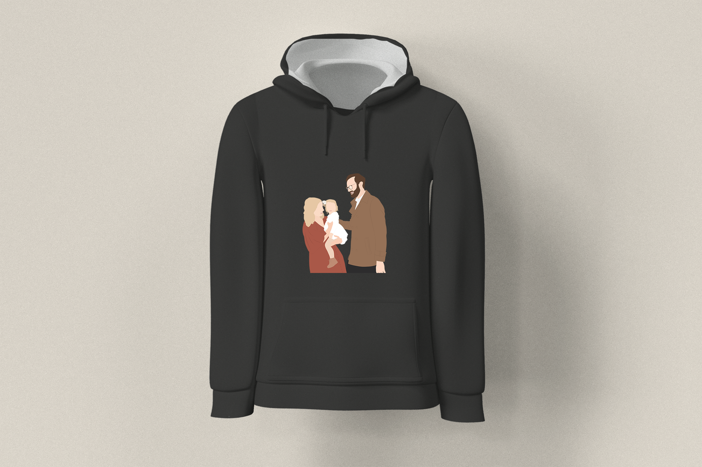 Personalised Faceless Illustration Photo Design Front Print Unisex Hoodie - USTAD HOME