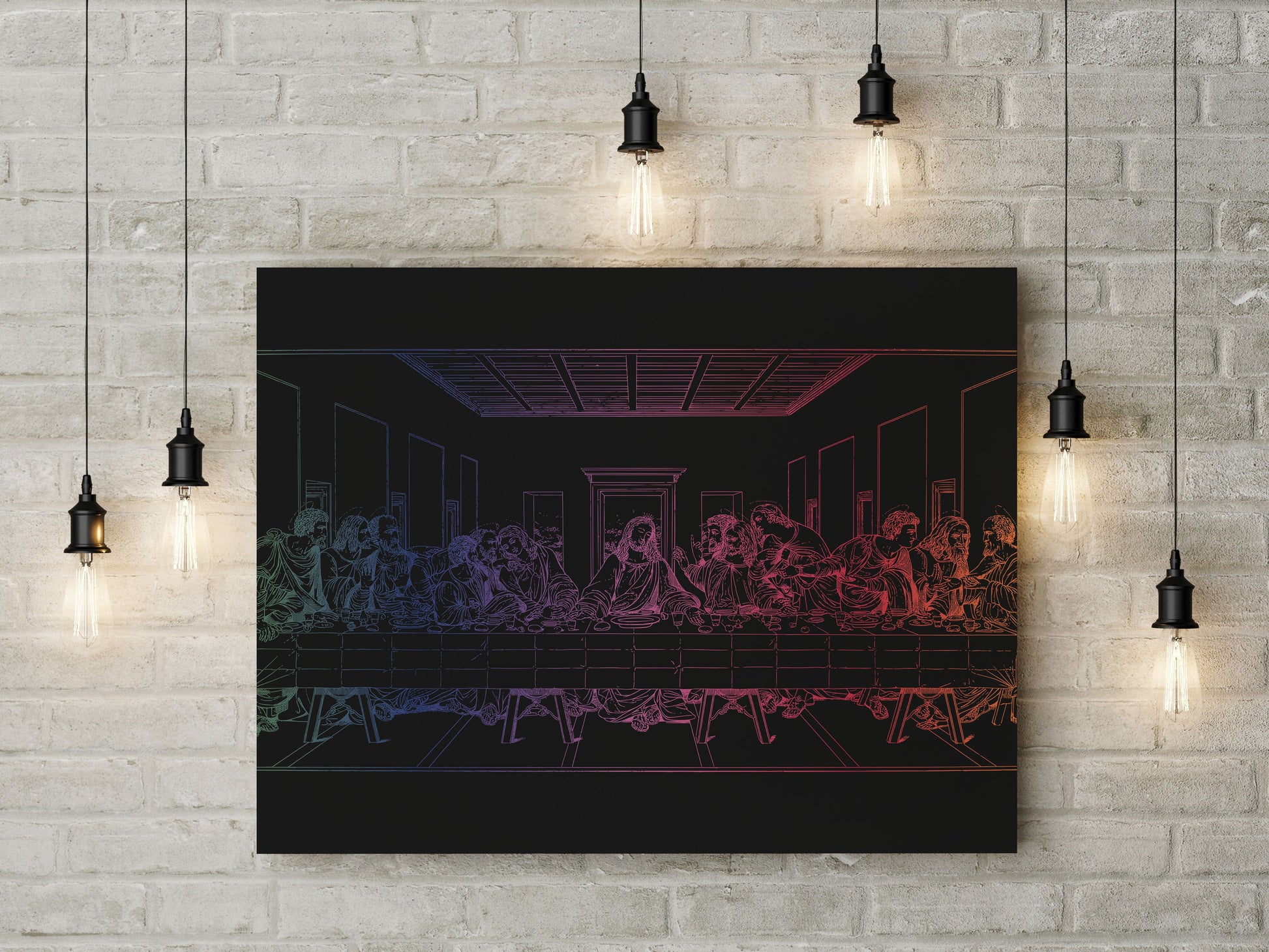 Awesome "The Last Supper" Black Canvas Print - USTAD HOME