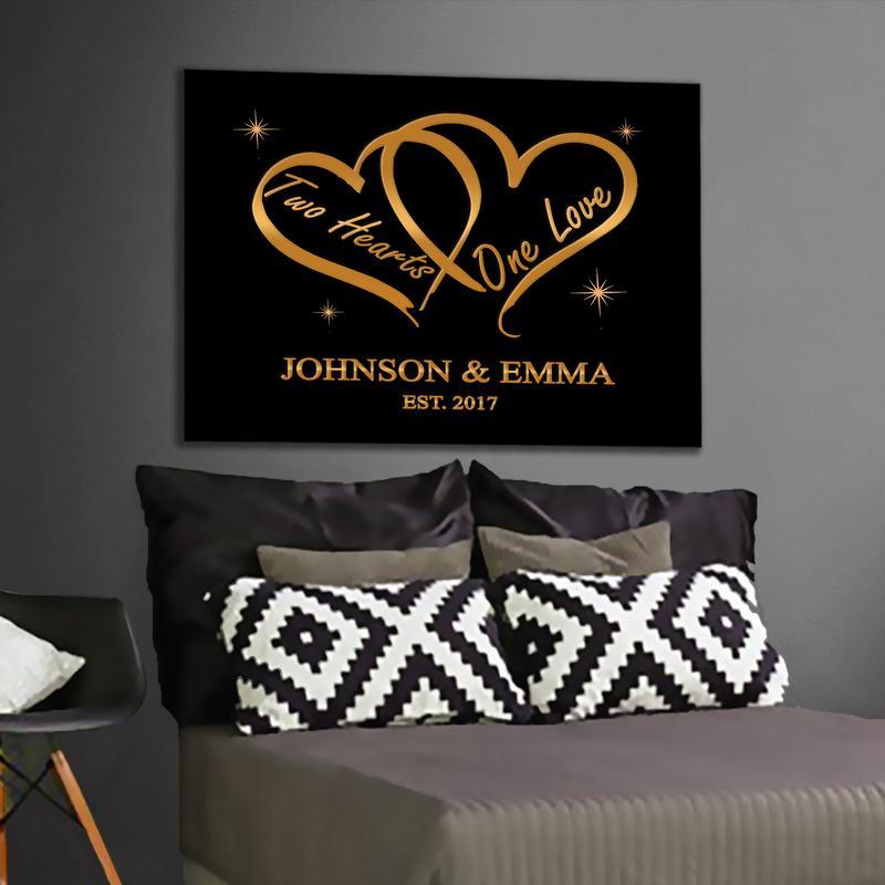Romantic " Two Hearts One Love " Canvas - USTAD HOME