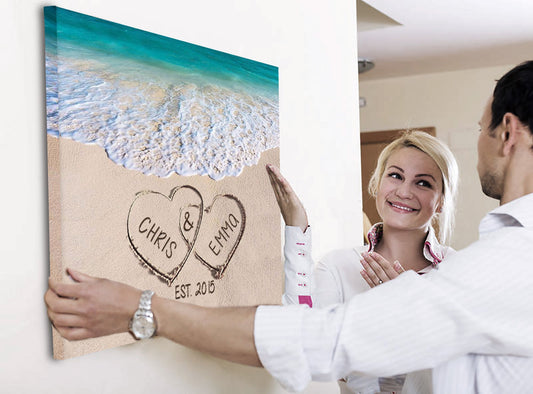 Alluring "LOVE ON BEACH" Personalized Canvas - USTAD HOME