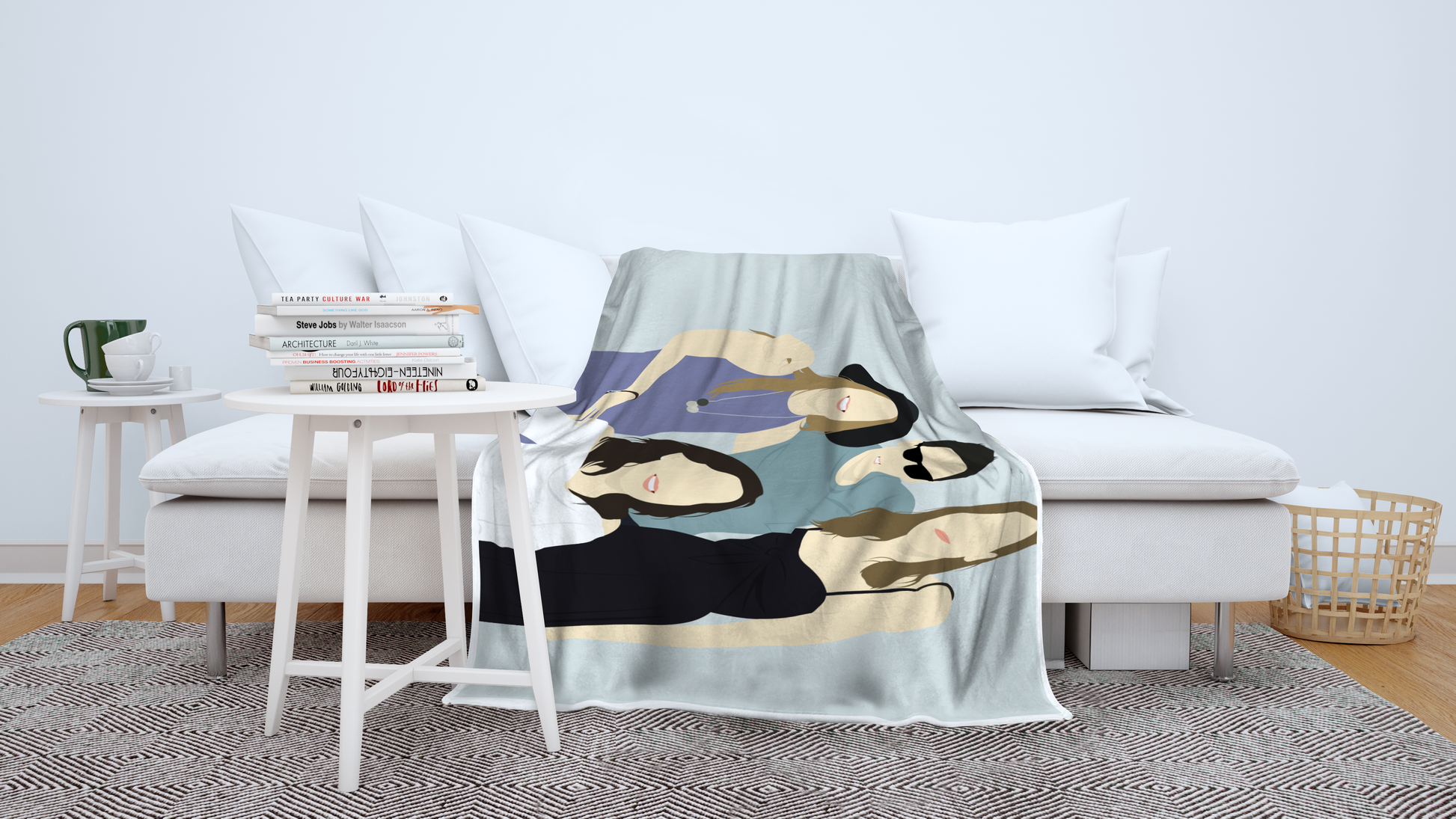 Personalized Faceless Illustration Multi Photo Design Baby Couple Family Blankets - USTAD HOME