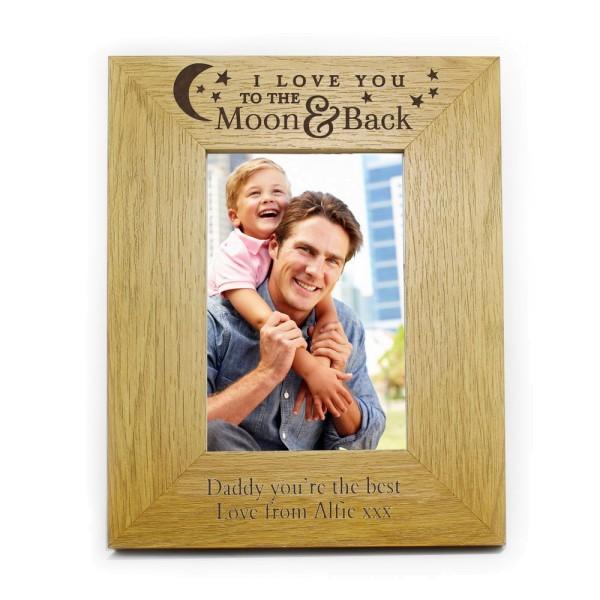Premium Personalized To The Moon and Back Oak Photo Frame - USTAD HOME