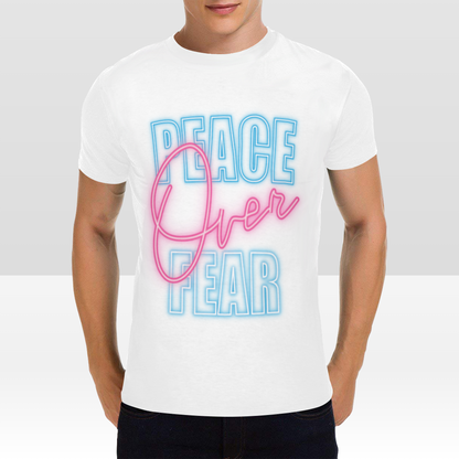 Super Smooth "Peace Over fear" Motivational Print Unisex White T-Shirt - USTAD HOME