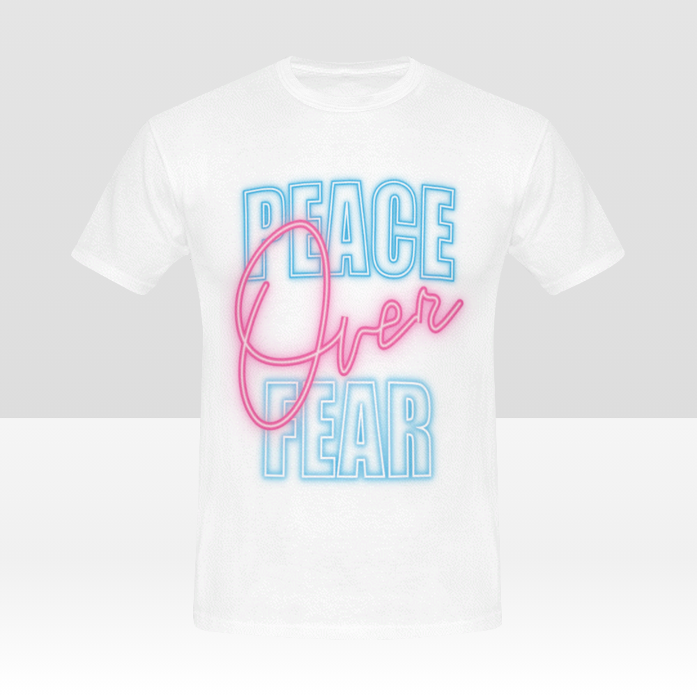 Super Smooth "Peace Over fear" Motivational Print Unisex White T-Shirt - USTAD HOME