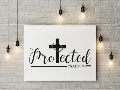Inspiring "Cristian Cross Protected" Exclusive Canvas Print - USTAD HOME