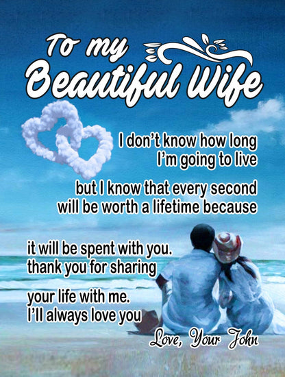 Premium " To My Beautiful Wife " Couples Blanket - USTAD HOME