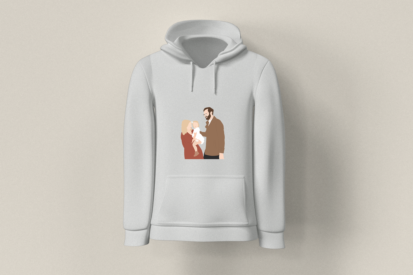 Personalised Faceless Illustration Photo Design Front Print Unisex Hoodie - USTAD HOME